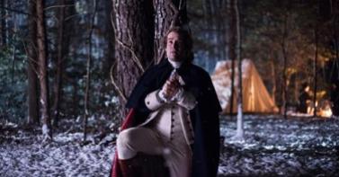 A screenshot of George Washington (Ian Kahn) from S2E07, “Valley Forge,” intended to mimic the Friberg painting.